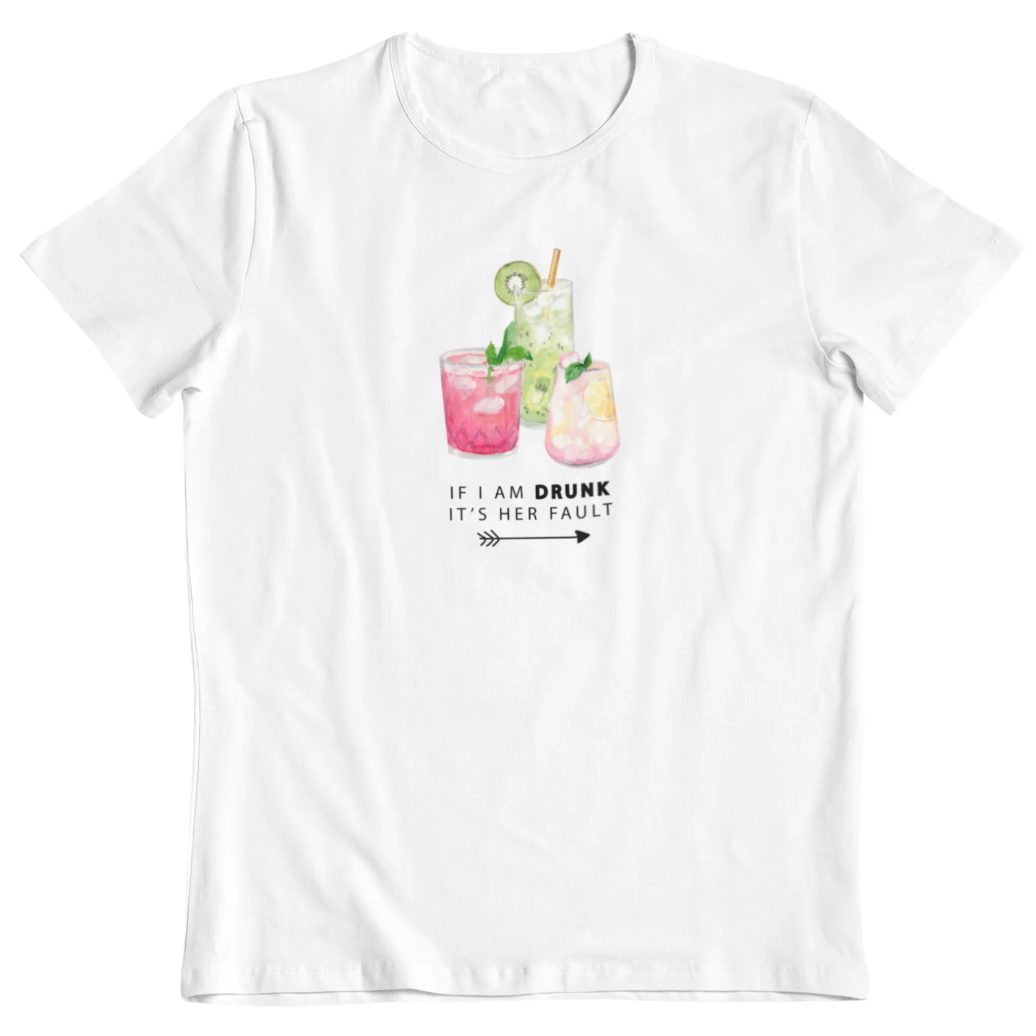 DRUNK (pink drink), BABY TEE - HVID