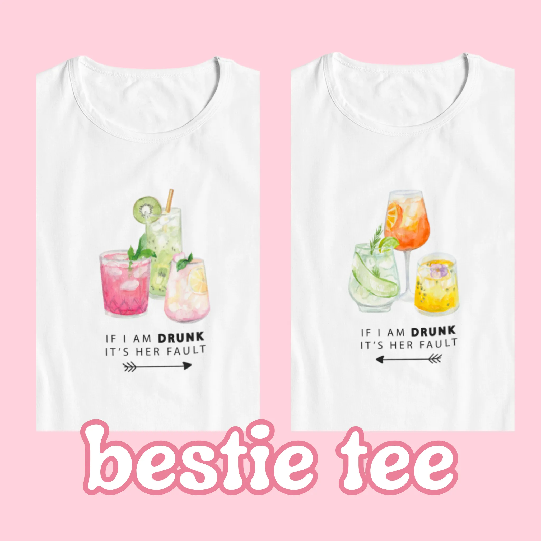 DRUNK (pink drink), BABY TEE - HVID