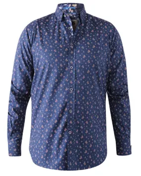 Duke Edmund Floral Print Navy Shirt Navy