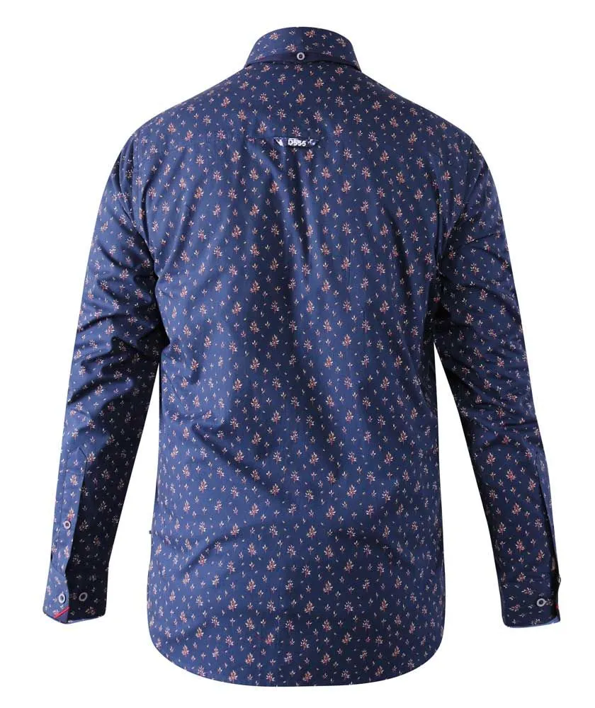 Duke Edmund Floral Print Navy Shirt Navy