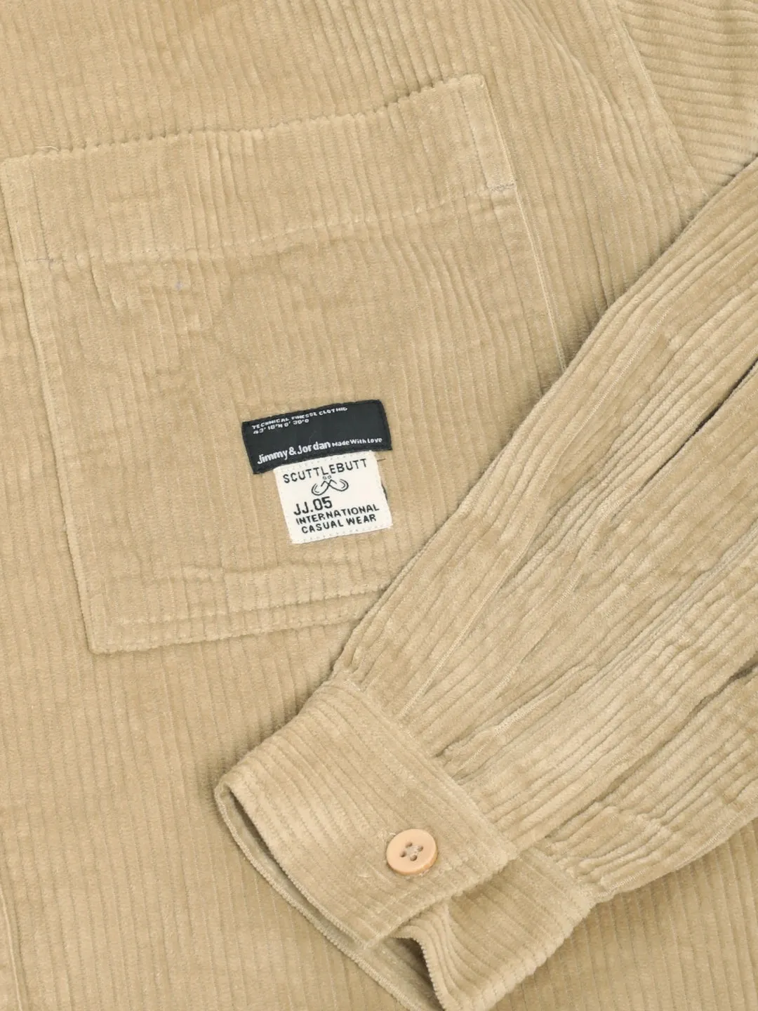 Fabric Corduroy Beige Full Sleeve Shirt