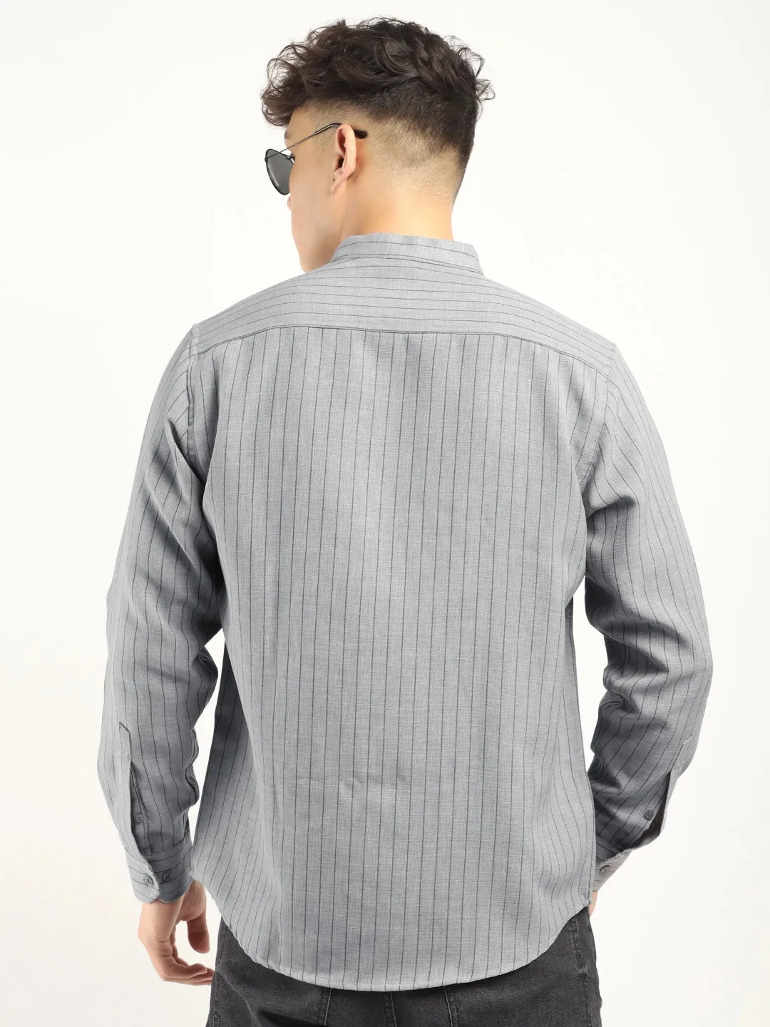 Fabric Linen Grey Stitch Full Sleeve Shirt