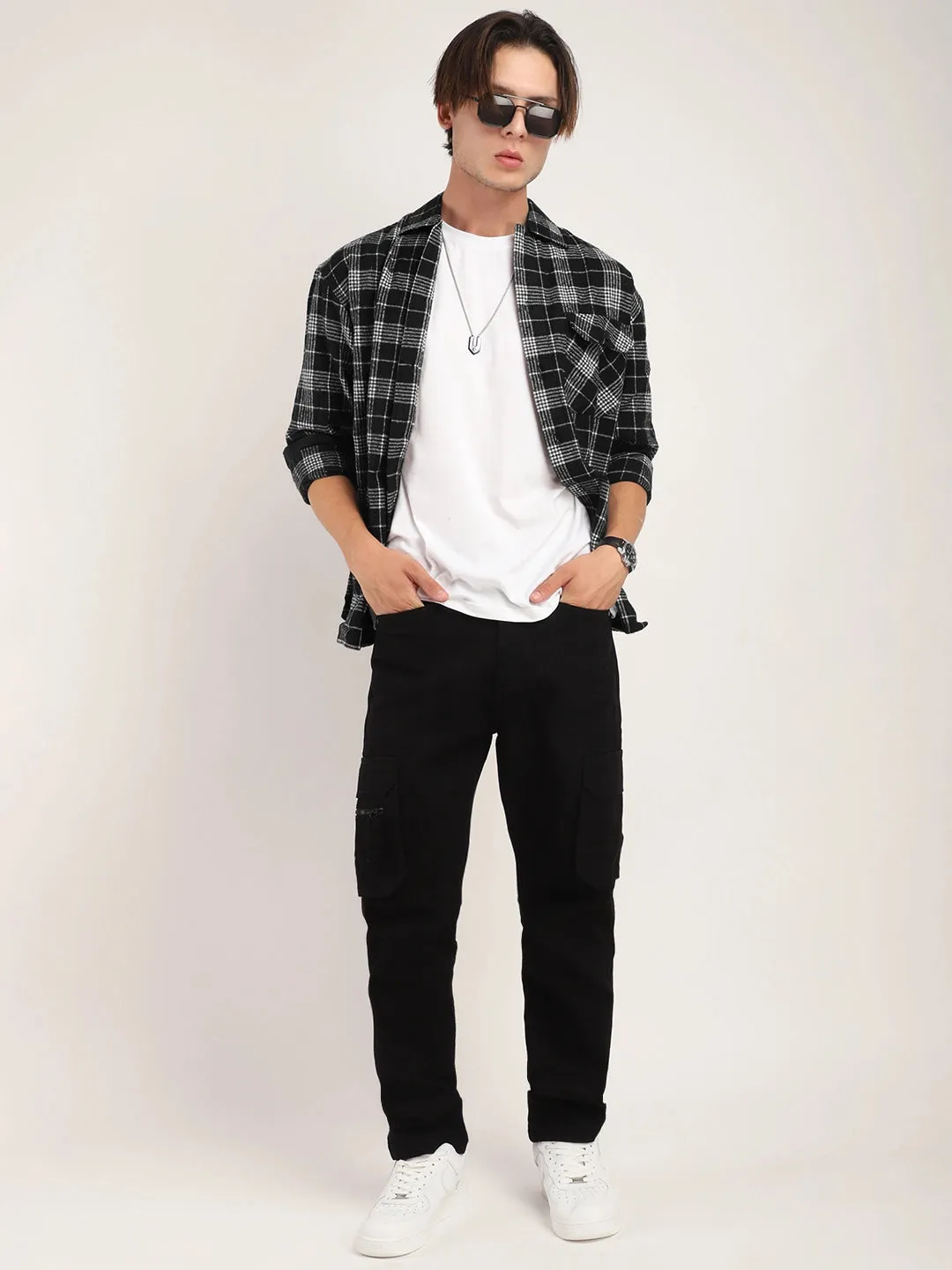 Falanel Check Black Full Sleeve Shirt