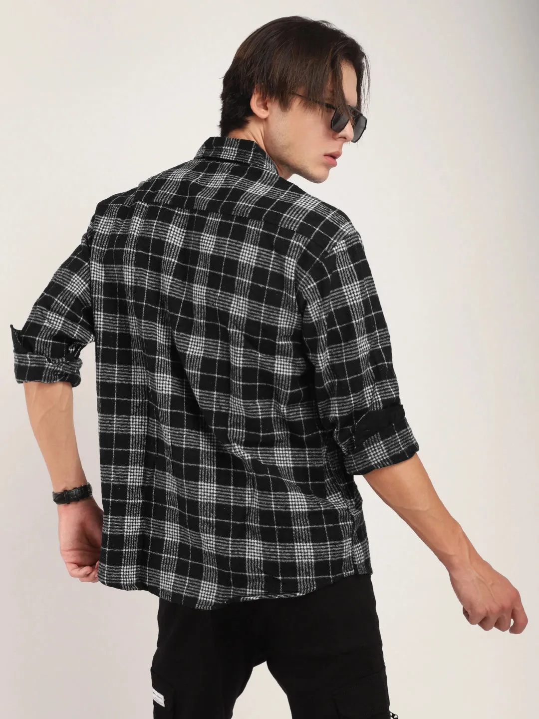 Falanel Check Black Full Sleeve Shirt
