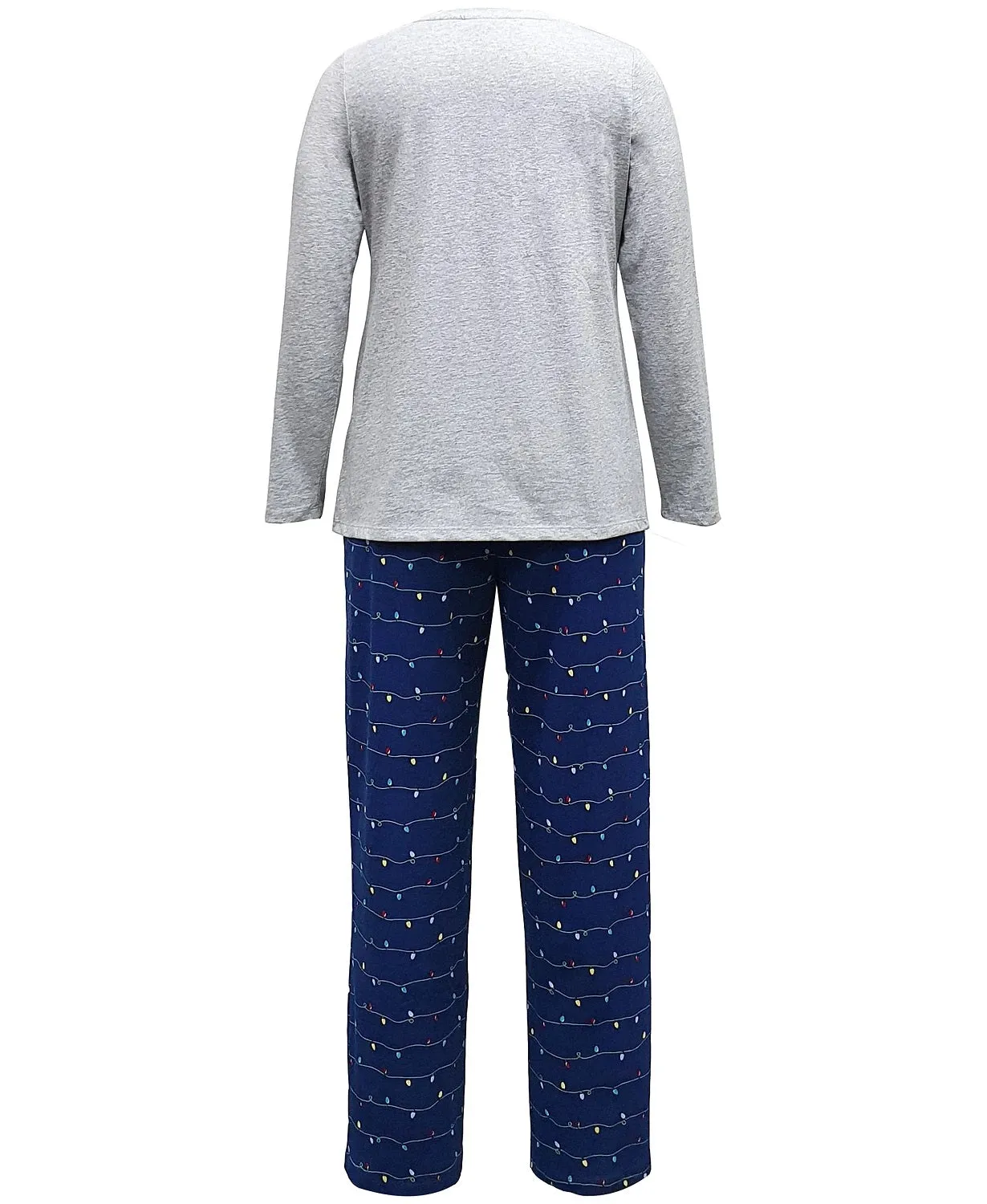 Family Pajamas Men's Holiday Lights Printed Pajama Set, L