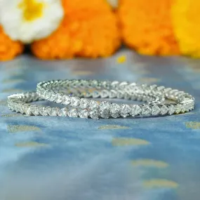 Gleaming Silver Swavorski Bangles