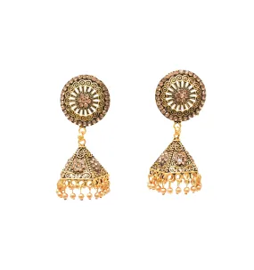 Gold-Plated Oxidized Jhumkas: Women's Ethnic Dangles