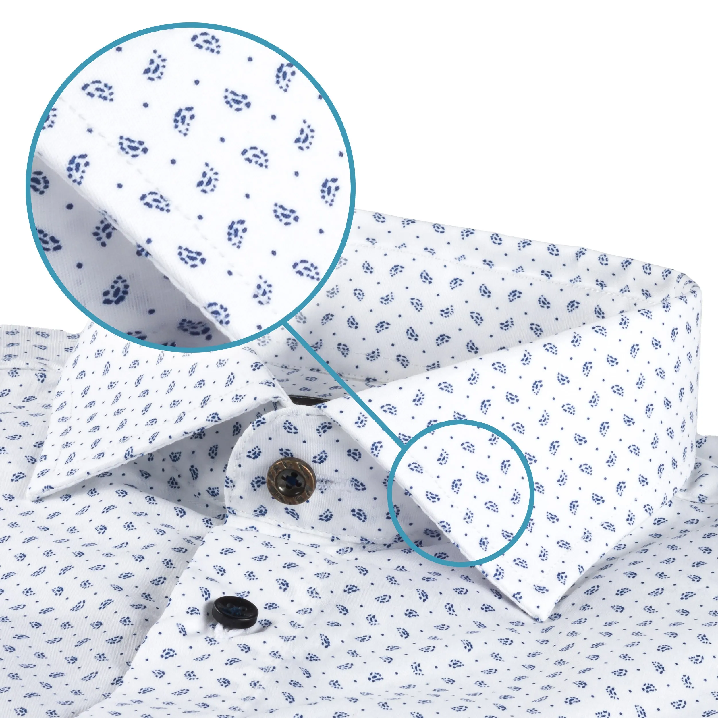 KARL MOMMOO | Herren-Hemd weiß mit feinem blauem Muster. Langarm, Baumwolle, Modern Fit