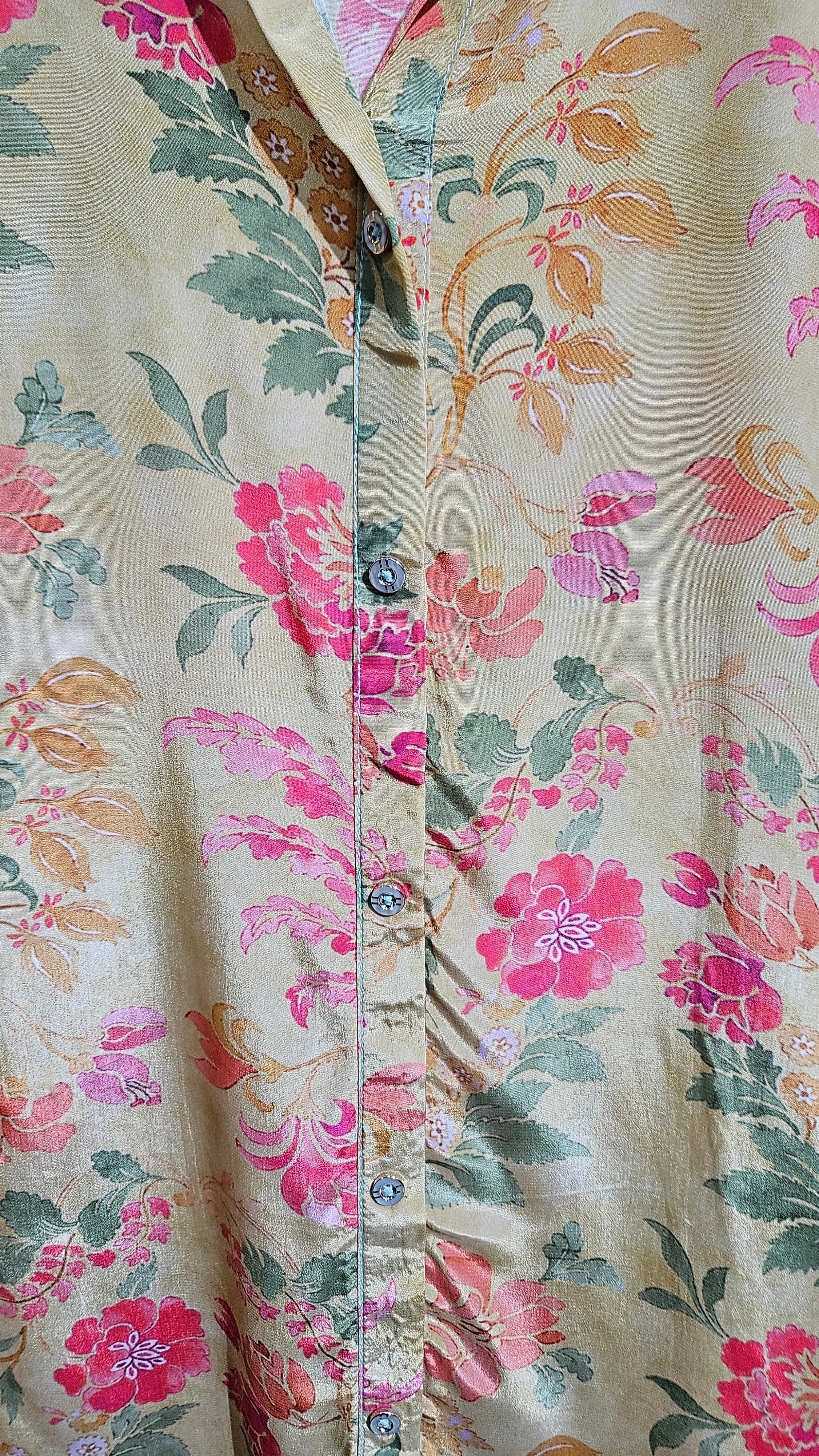 LIGHT YELLOW FLORAL PRINTED CASUAL TUNIC