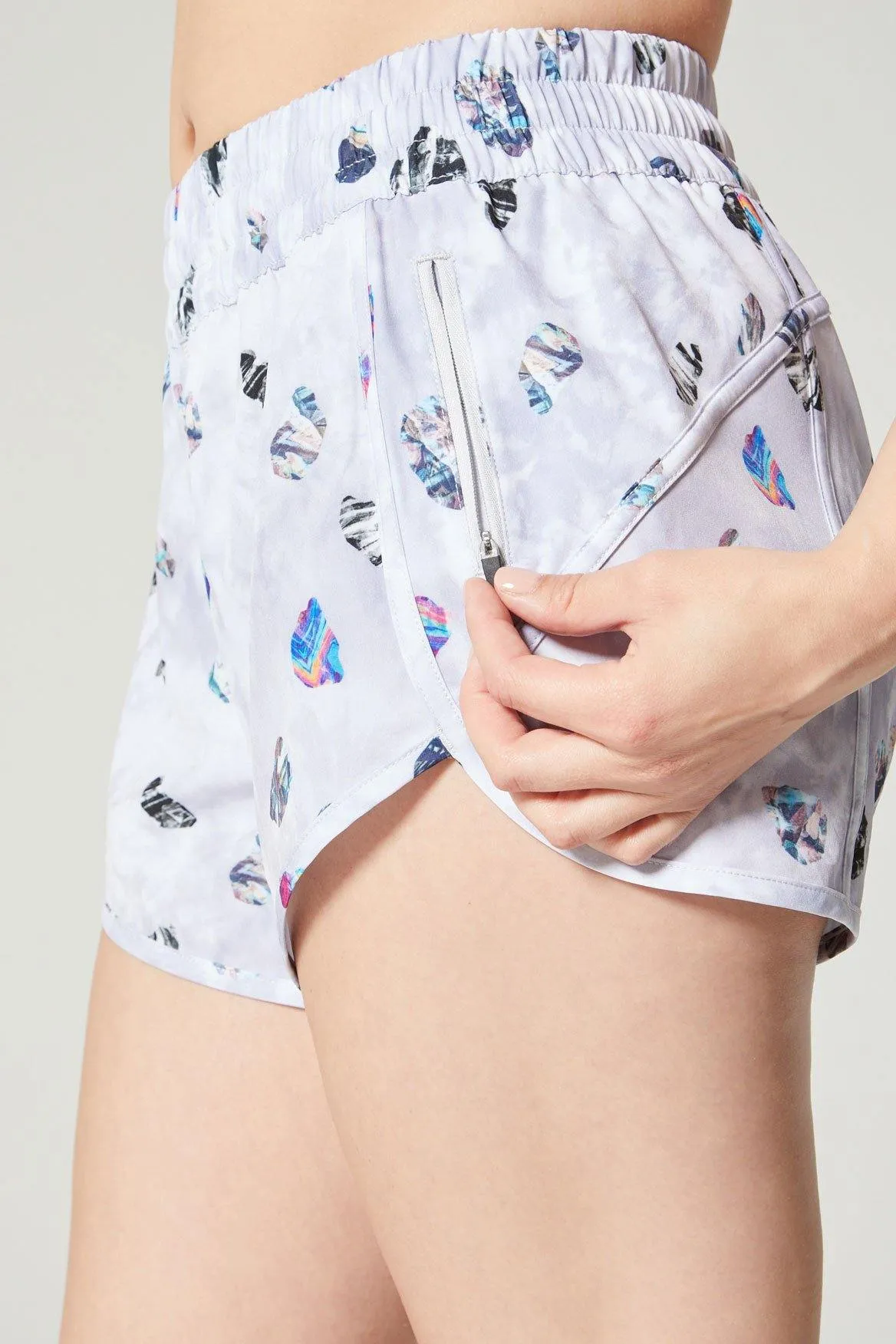 Silver Linda Running Shorts with Asteroid Print
