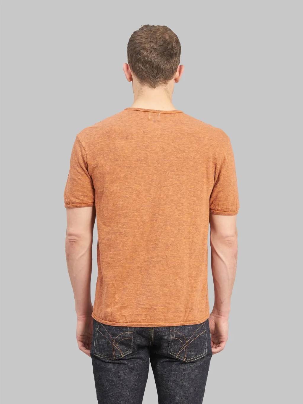Loop & Weft Roast Orange Super Slub Crewneck T-Shirt with Edge Piping
