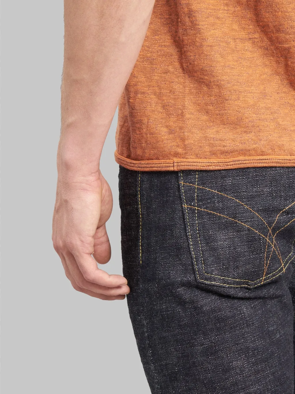 Loop & Weft Roast Orange Super Slub Crewneck T-Shirt with Edge Piping
