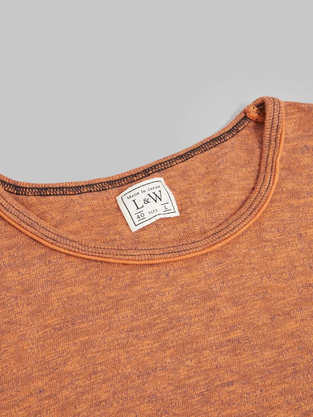 Loop & Weft Roast Orange Super Slub Crewneck T-Shirt with Edge Piping