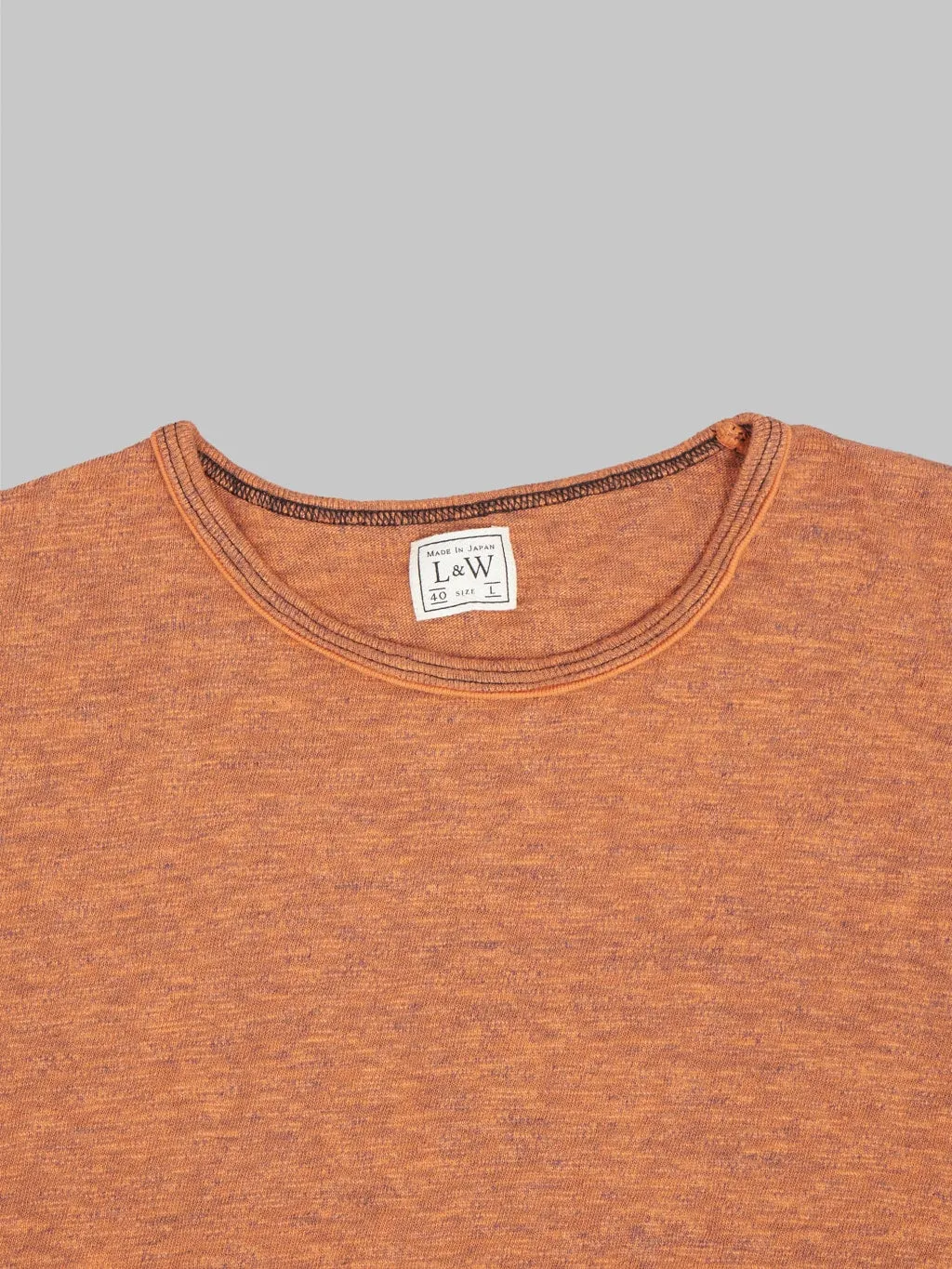 Loop & Weft Roast Orange Super Slub Crewneck T-Shirt with Edge Piping