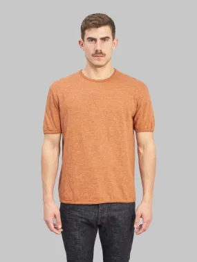 Loop & Weft Roast Orange Super Slub Crewneck T-Shirt with Edge Piping