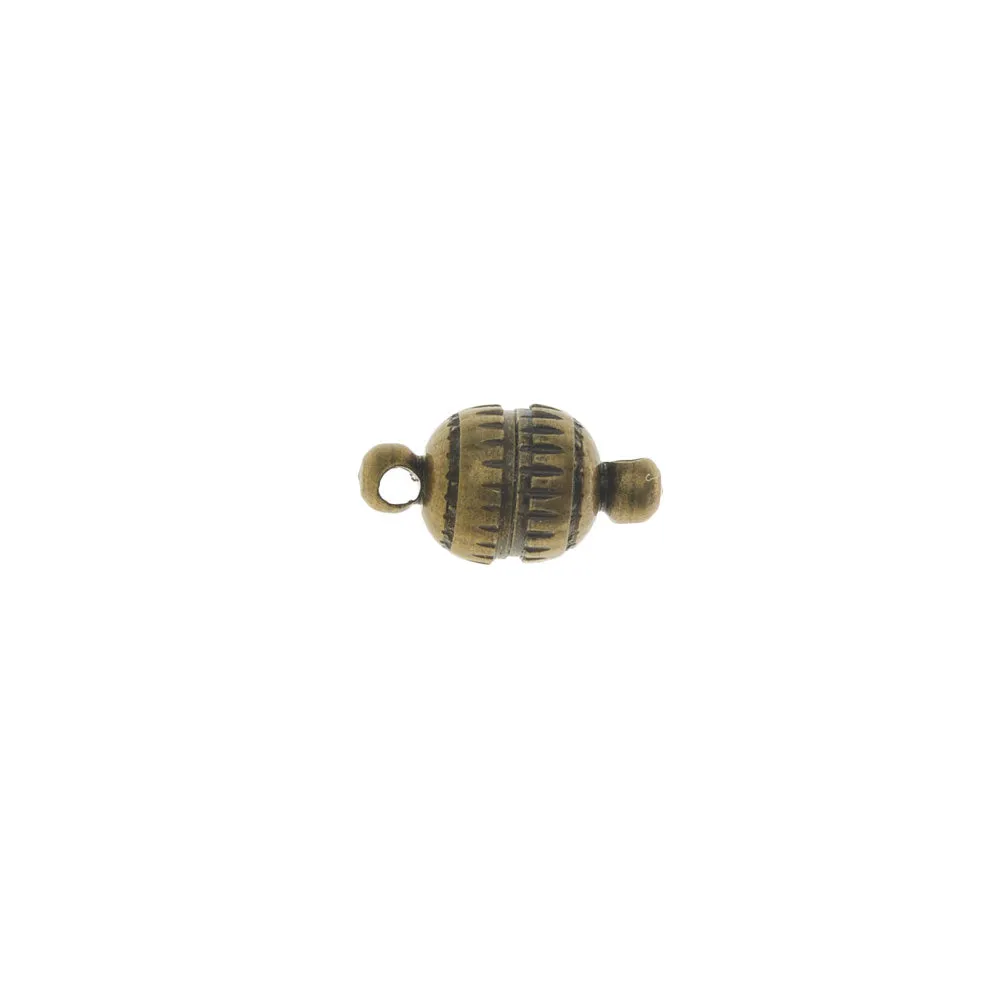 Magnetic Clasps, Round with Gear Design 11x6mm, Antiqued Bronze Tone (2 Sets)