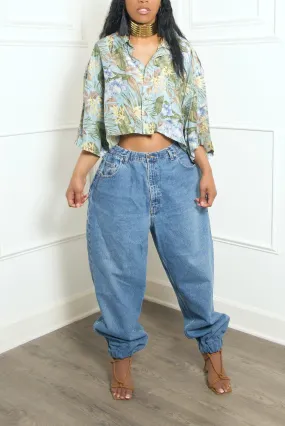 Medium Washed Denim Oversized Joggers (M/L)