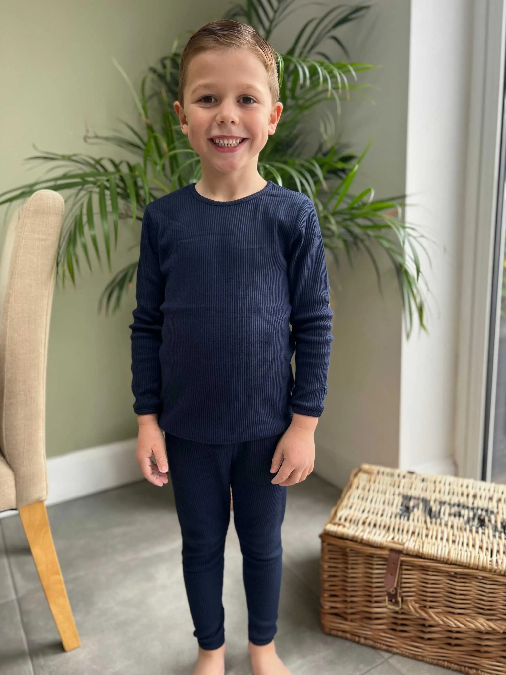 Navy Blue Ribbed Loungewear