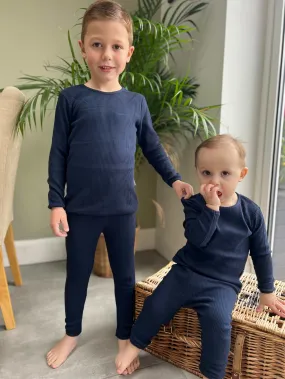 Navy Blue Ribbed Loungewear