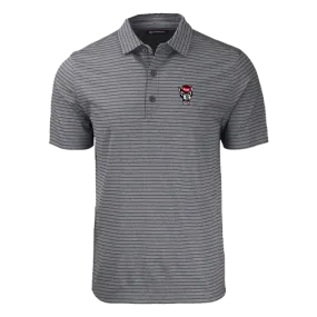 NC State Wolfpack Cutter & Buck Black Heather Wolfhead Forge Eco Stripe Polo