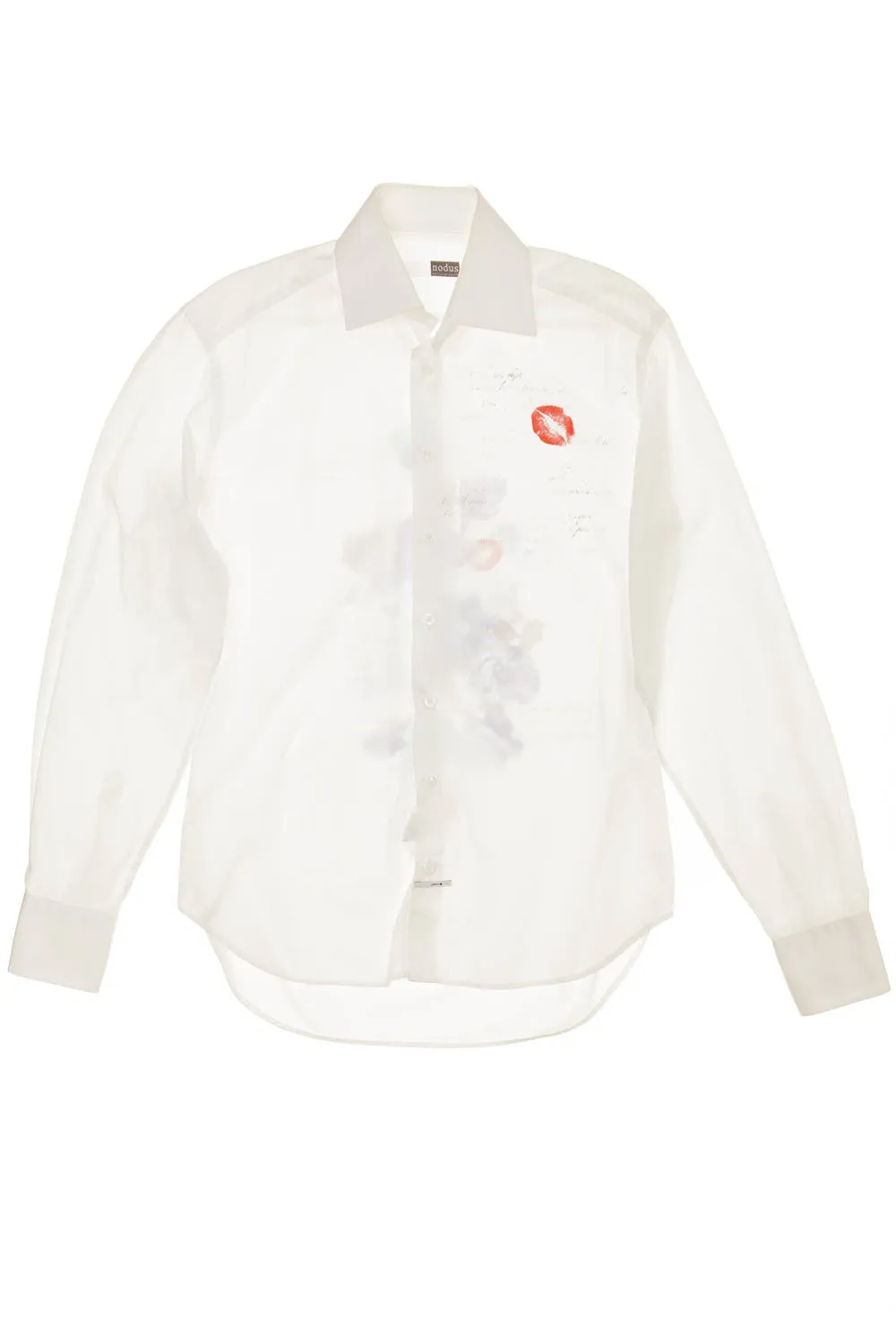 Nodus - White Blouse with Red Lips - M - $125