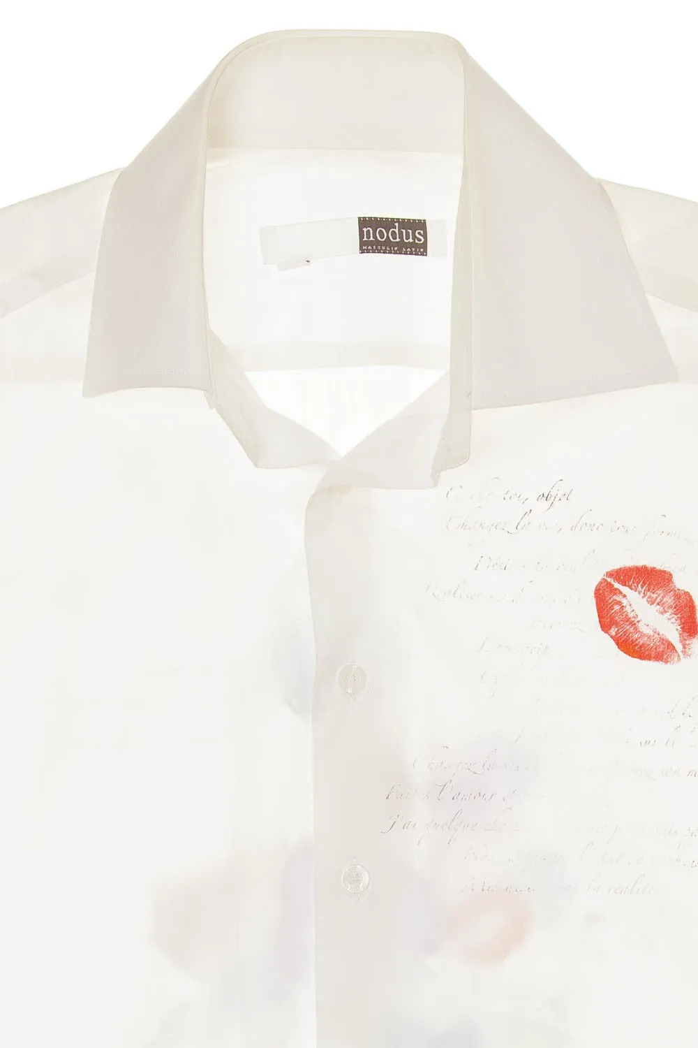 Nodus - White Blouse with Red Lips - M - $125