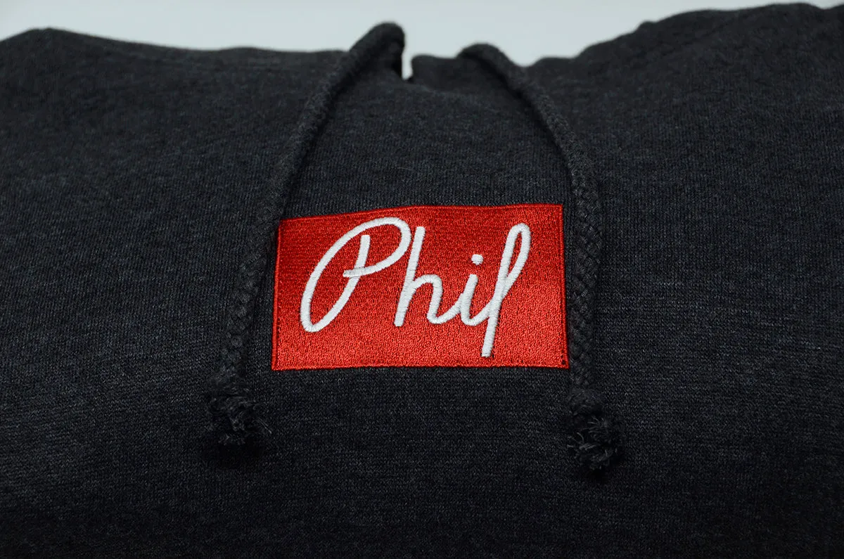 Phil Embroidered Box Logo Pullover Hoodie