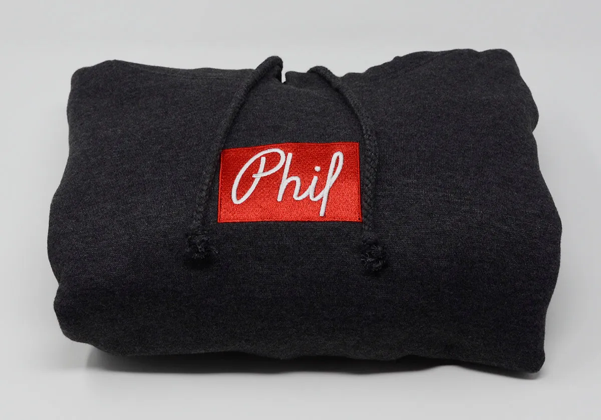 Phil Embroidered Box Logo Pullover Hoodie
