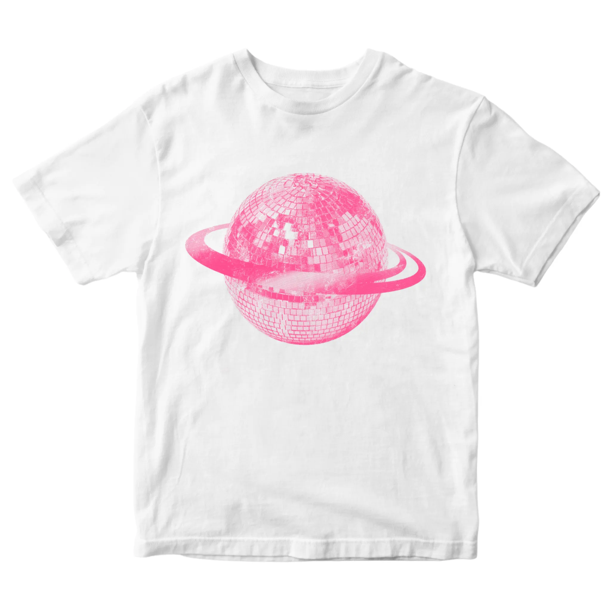 PLANET DISCO (pink), BABY TEE - HVID