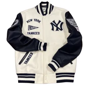 Pro Standard LUXURY ATHLETIC COLLECTION MASH UP JACKET NEW YORK YANKEES Men’s-CREAM NAVY