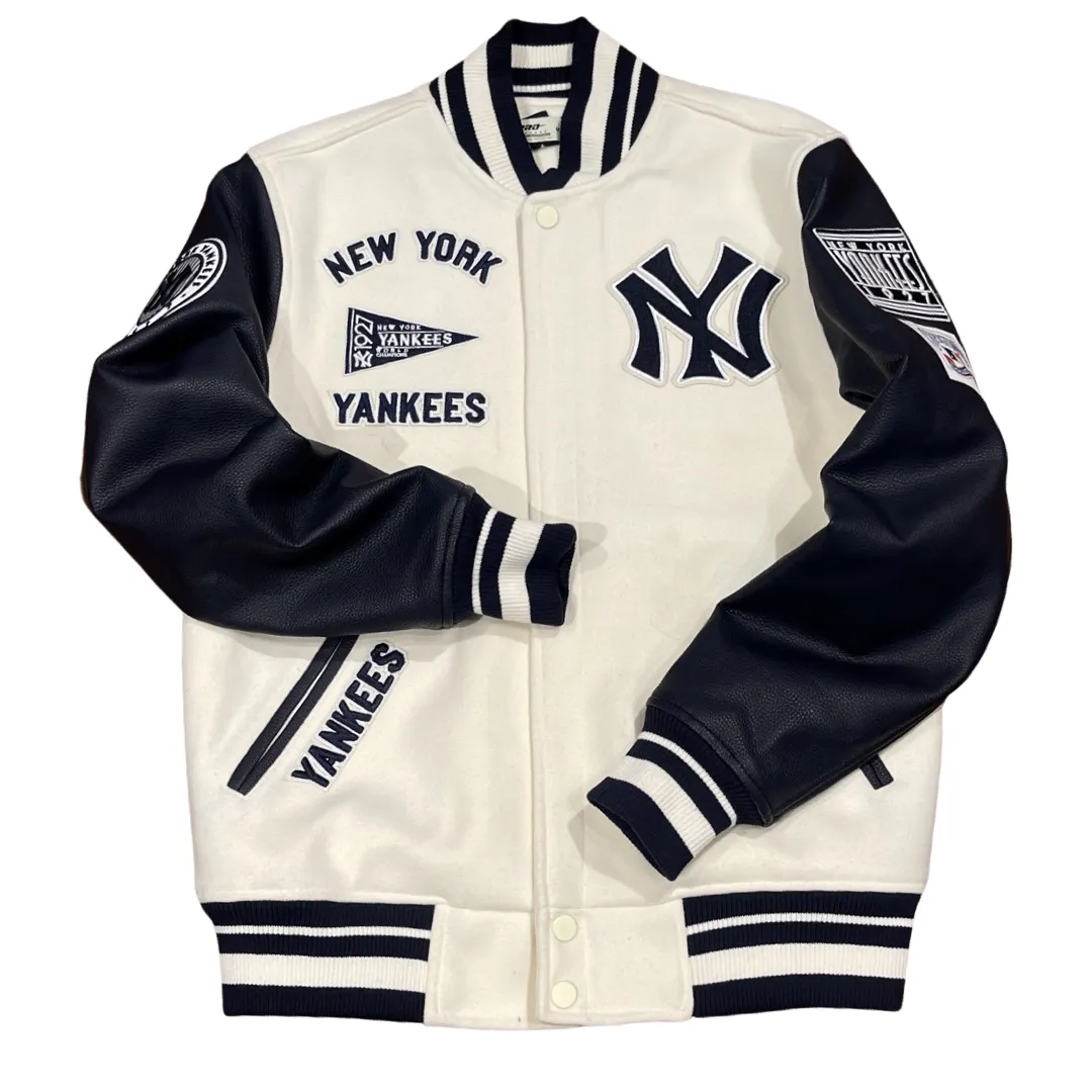 Pro Standard LUXURY ATHLETIC COLLECTION MASH UP JACKET NEW YORK YANKEES Men’s-CREAM NAVY
