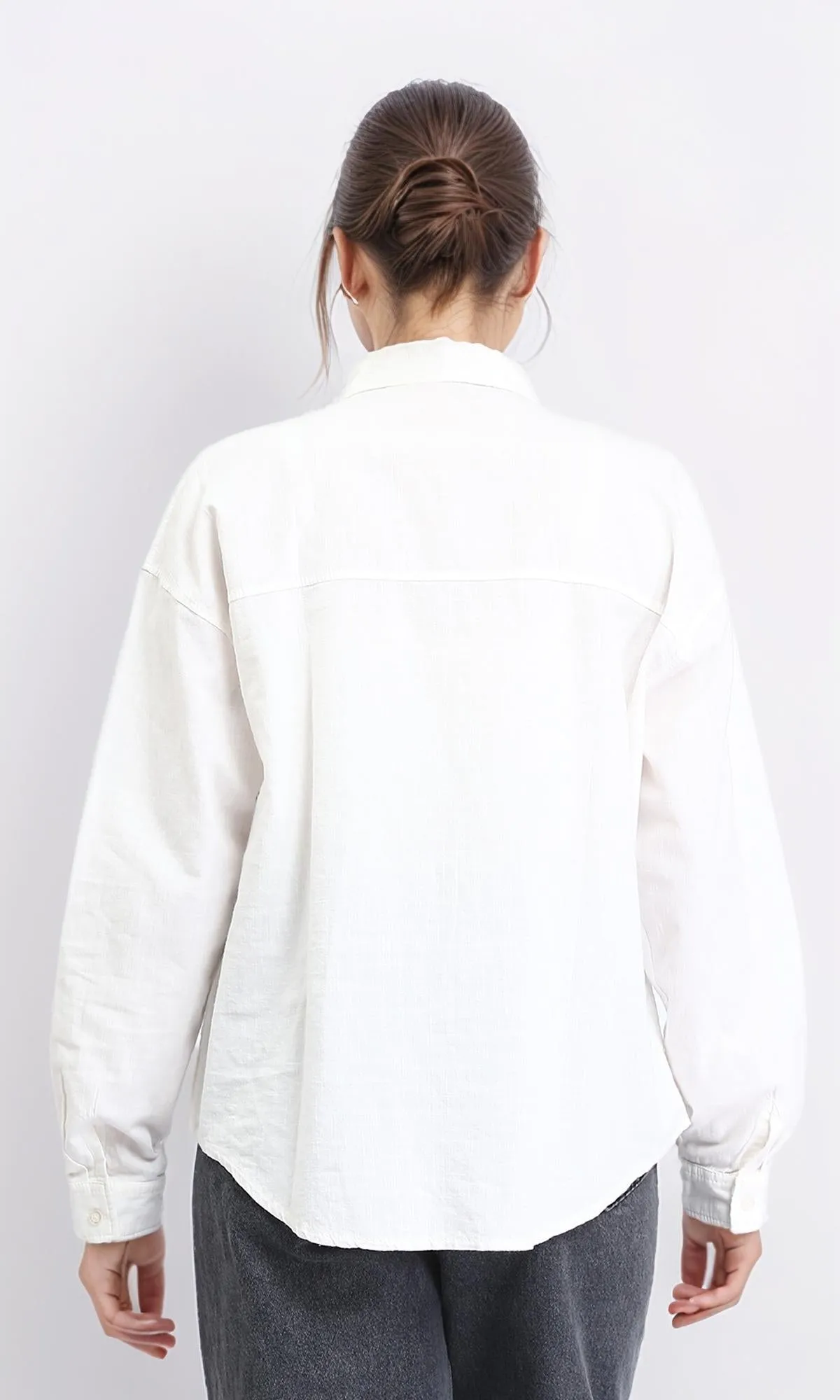 R208767 - Solid Buttoned shirt with Patched Pockets - Off-White