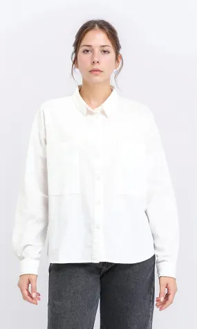 R208767 - Solid Buttoned shirt with Patched Pockets - Off-White