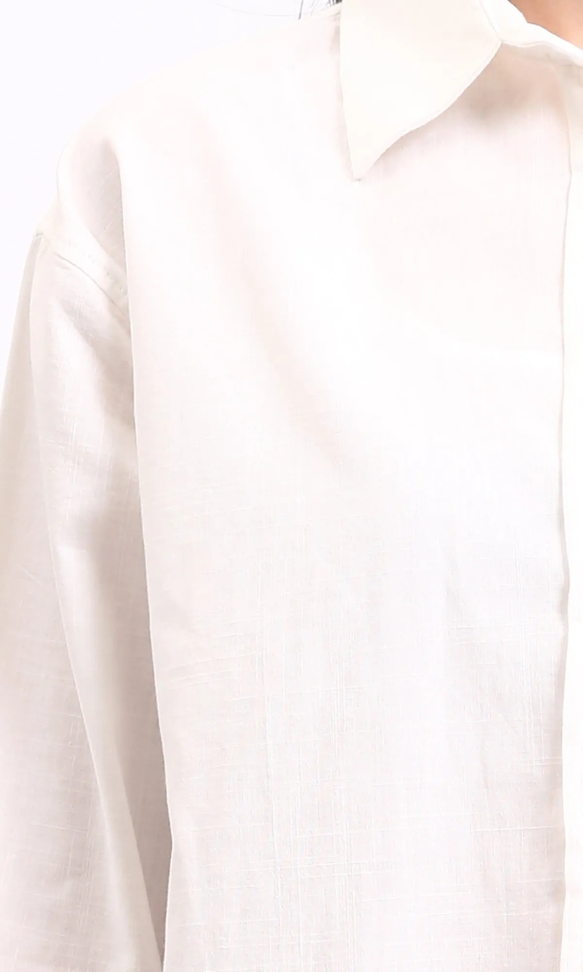 R208768 - Solid Long Sleeves Shirt with Front Pocket - Off-White
