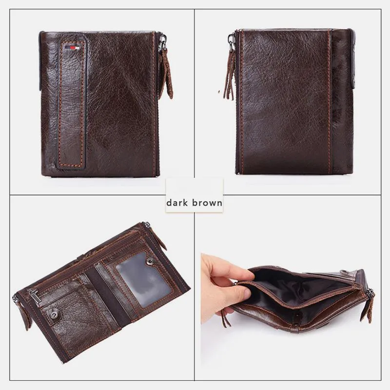 RFID Blocking Wallet Small Vintage Crazy Short Purse Bifold