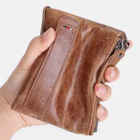 RFID Blocking Wallet Small Vintage Crazy Short Purse Bifold