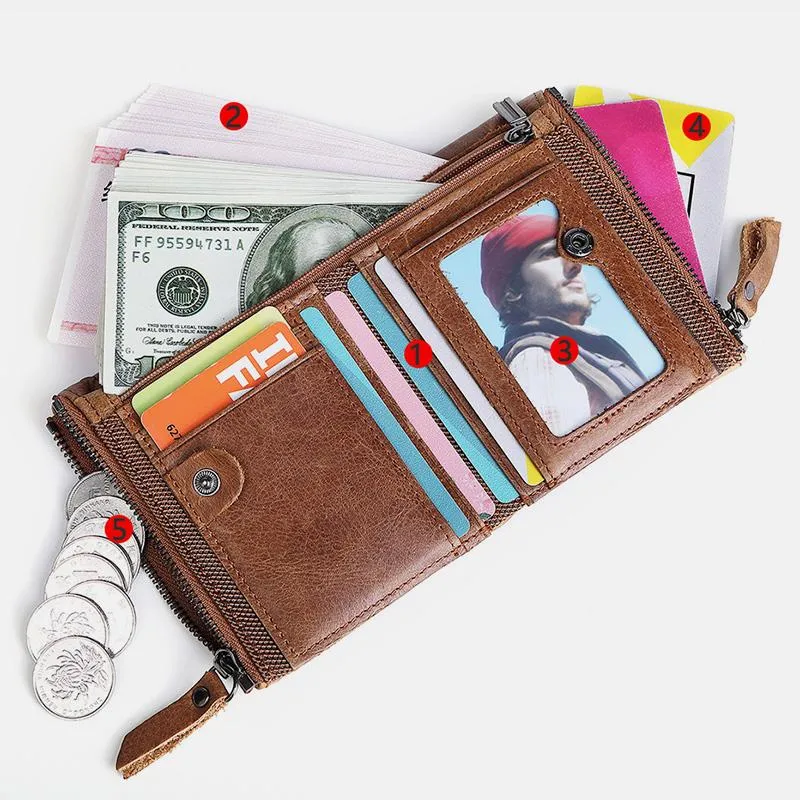RFID Blocking Wallet Small Vintage Crazy Short Purse Bifold