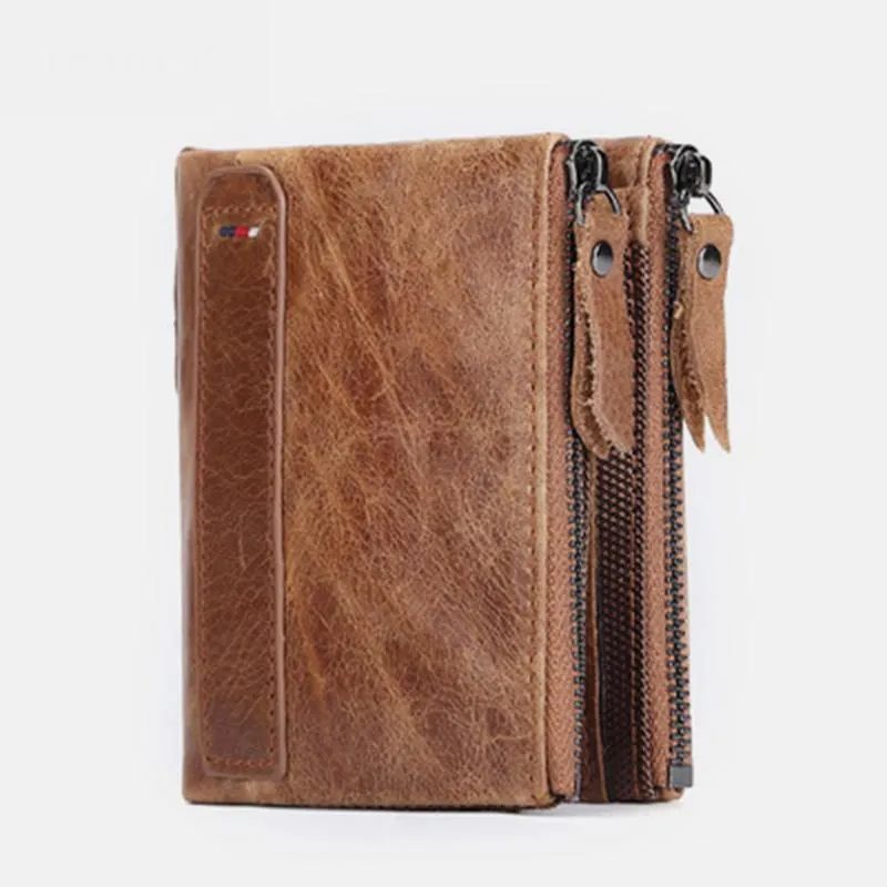 RFID Blocking Wallet Small Vintage Crazy Short Purse Bifold
