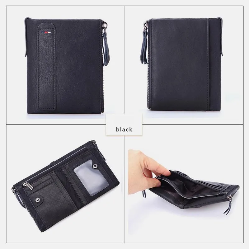 RFID Blocking Wallet Small Vintage Crazy Short Purse Bifold