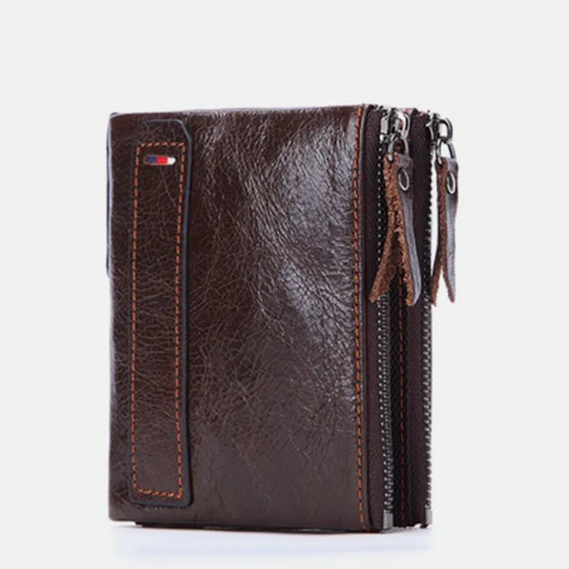 RFID Blocking Wallet Small Vintage Crazy Short Purse Bifold