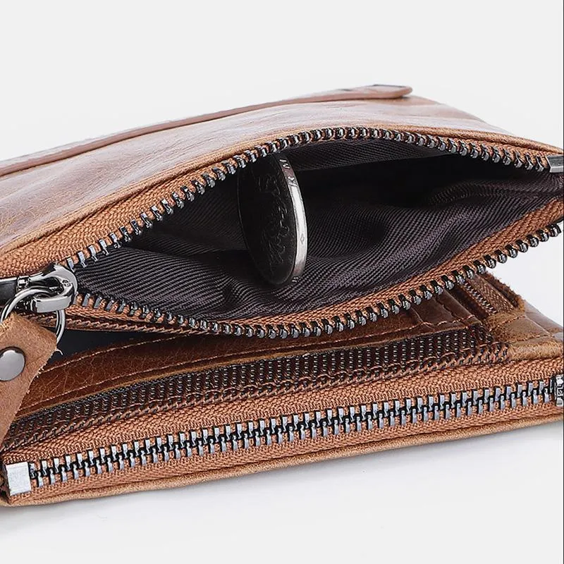 RFID Blocking Wallet Small Vintage Crazy Short Purse Bifold