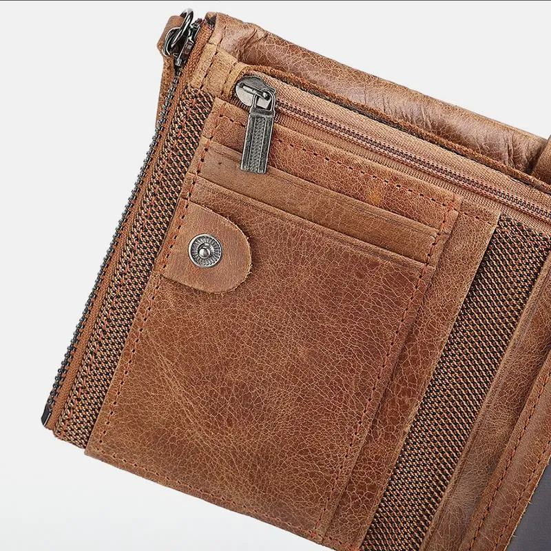 RFID Blocking Wallet Small Vintage Crazy Short Purse Bifold