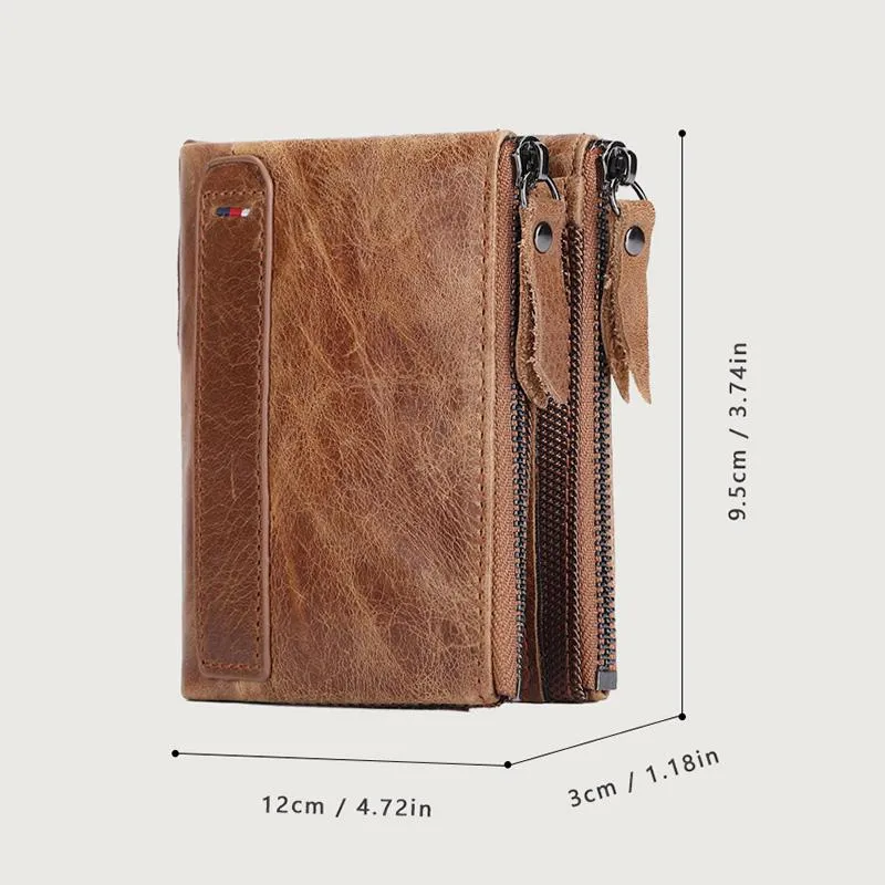 RFID Blocking Wallet Small Vintage Crazy Short Purse Bifold