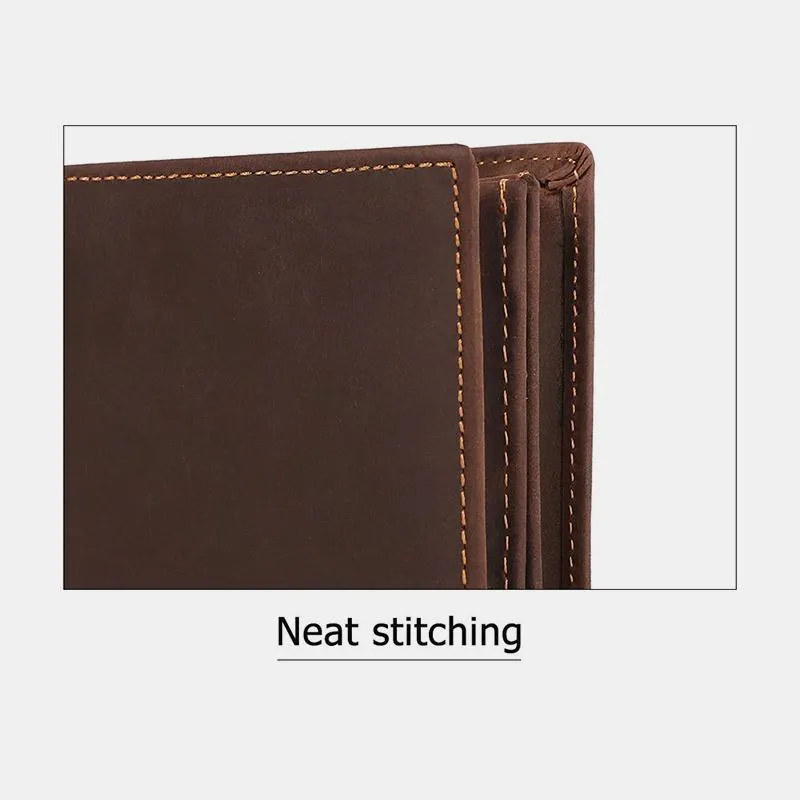 RFID Crazy Horse Leather Bifold Vintage Wallet