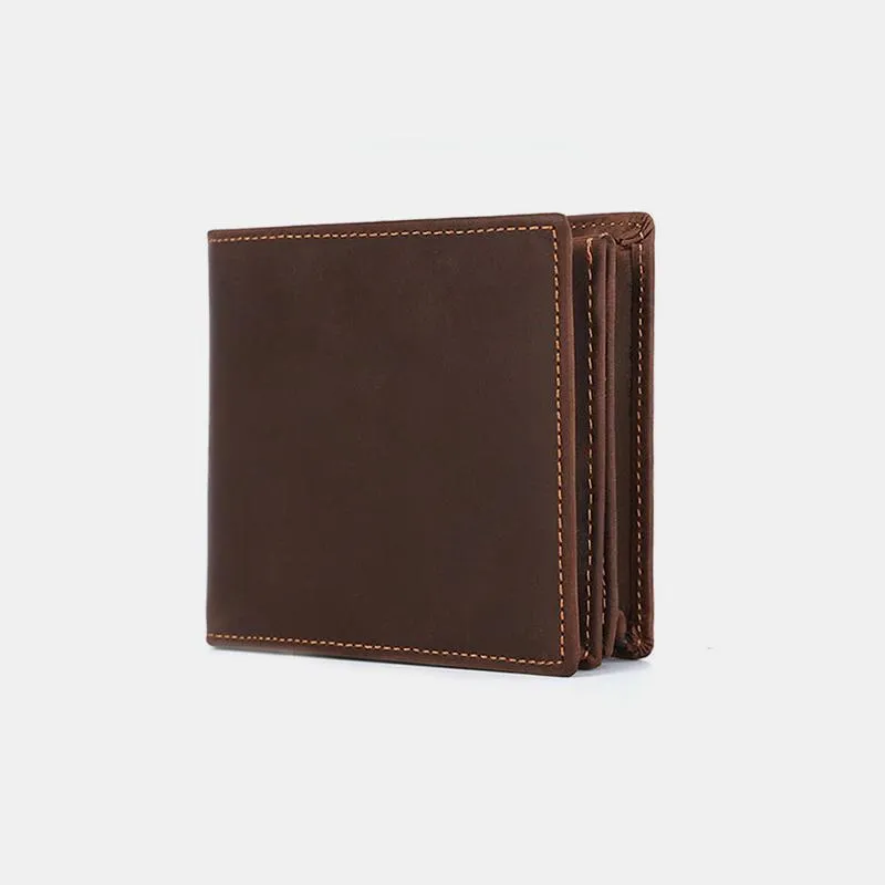 RFID Crazy Horse Leather Bifold Vintage Wallet