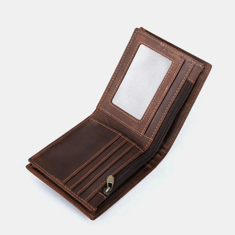 RFID Crazy Horse Leather Bifold Vintage Wallet