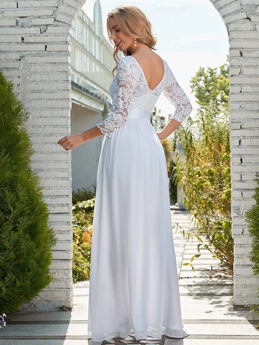 Simple Casual Lace & Chiffon Wholesale Wedding Dress for Eloping