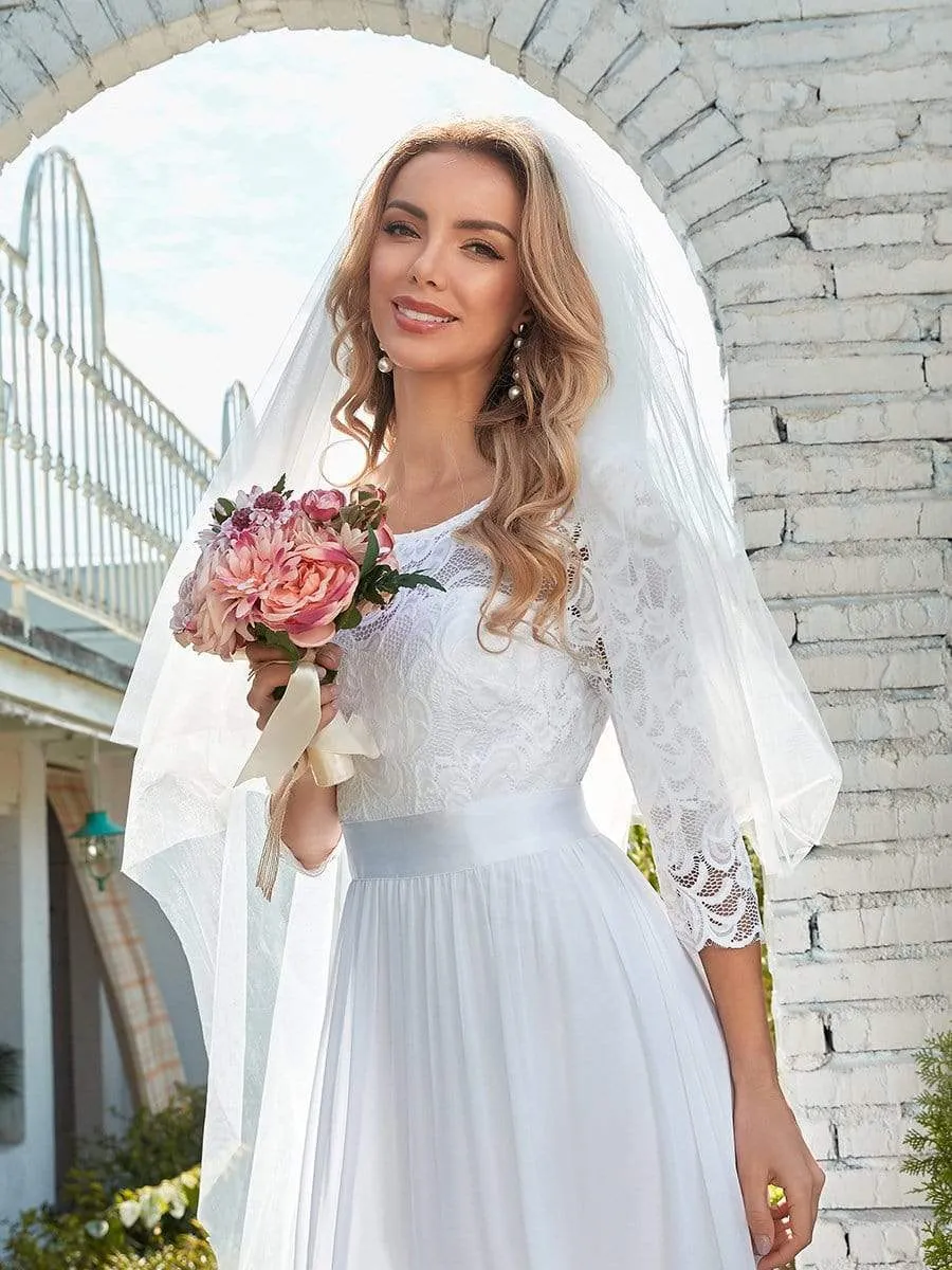 Simple Casual Lace & Chiffon Wholesale Wedding Dress for Eloping