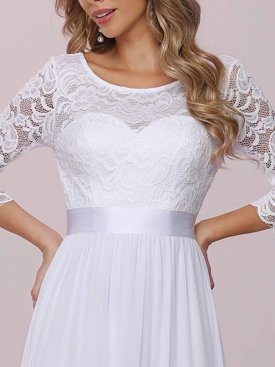 Simple Casual Lace & Chiffon Wholesale Wedding Dress for Eloping