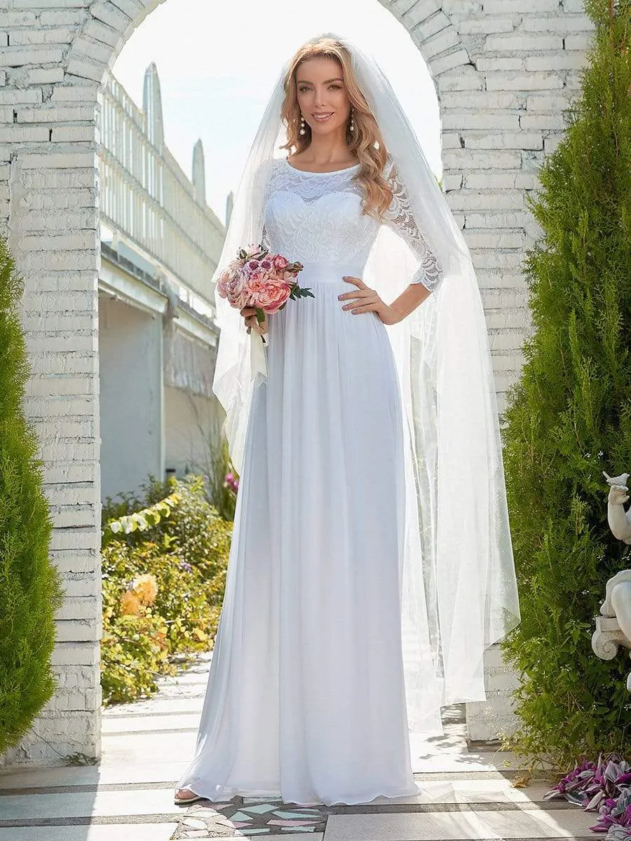 Simple Casual Lace & Chiffon Wholesale Wedding Dress for Eloping